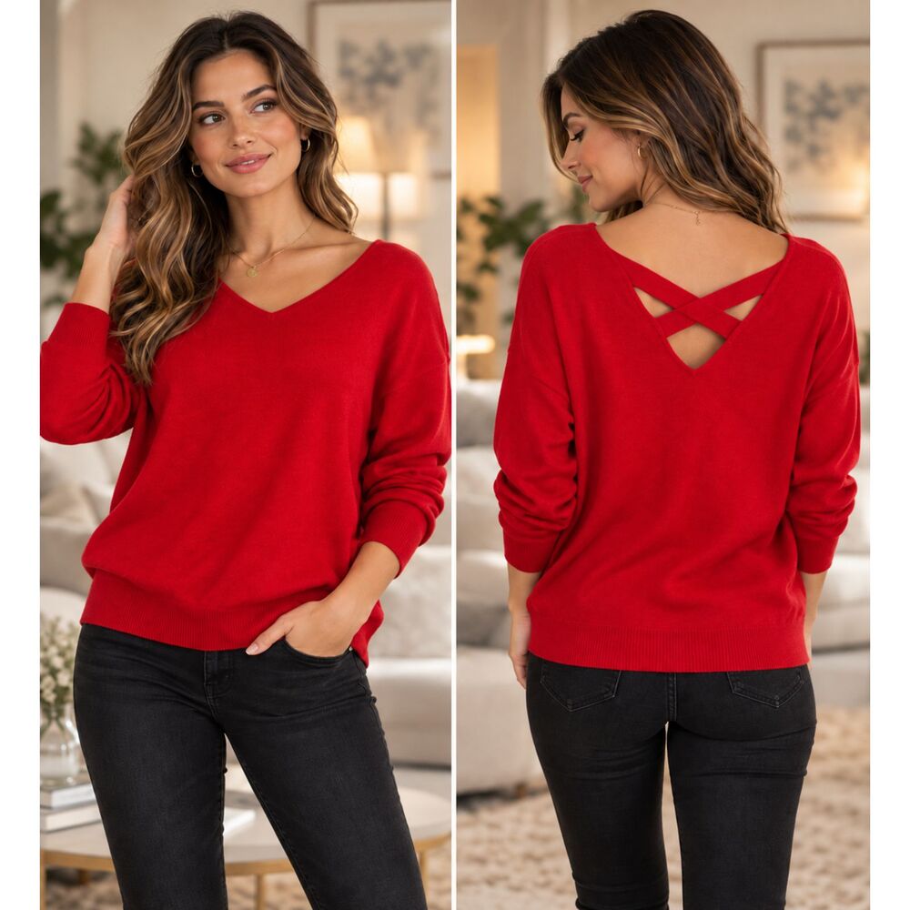 Armani Exchange Sweater Women's Size S – Red Crisscross Back